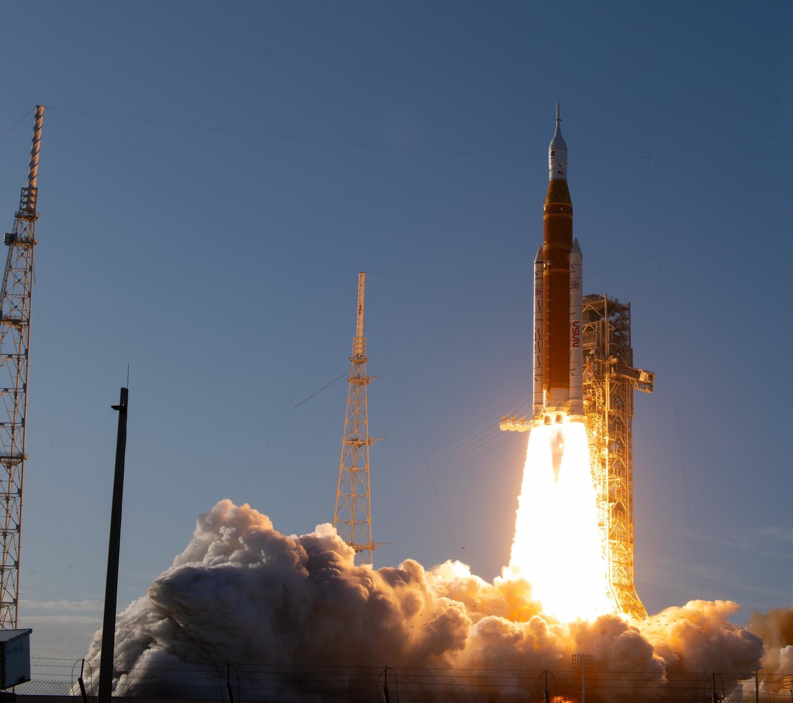 The Artemis II rocket, with Orion and its European Service Module on top, launched from NASA