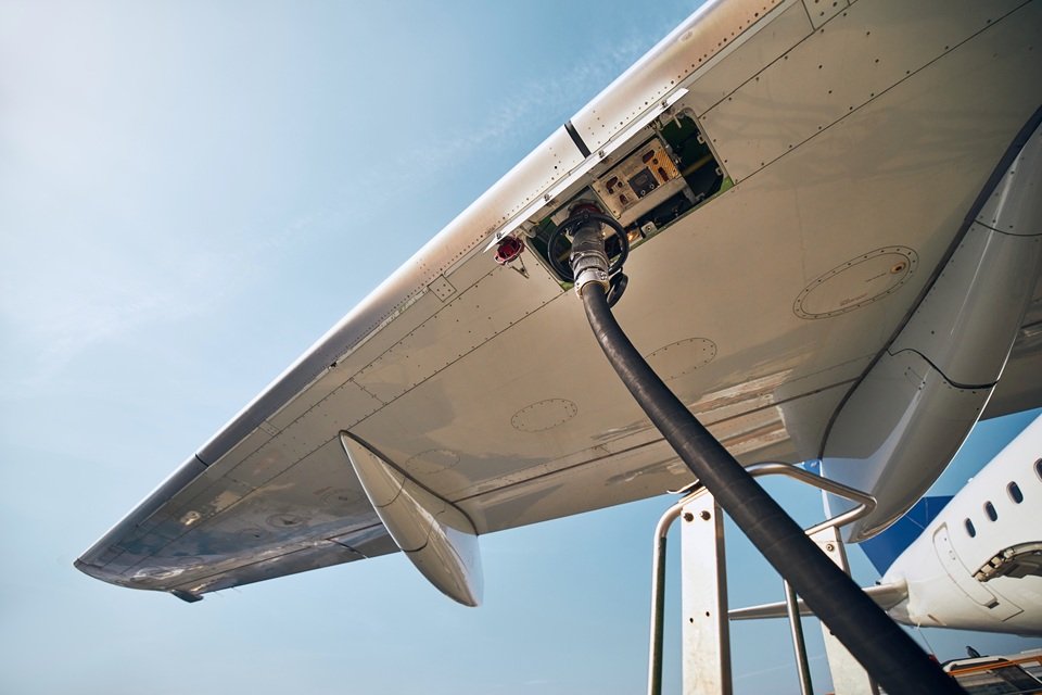 Refuelling jet fuel at airport
