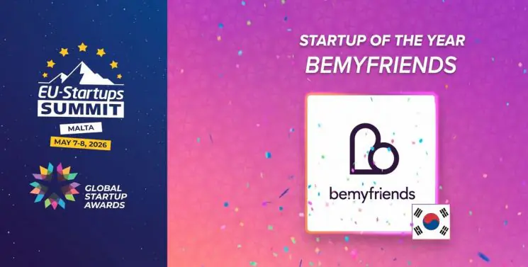 Be My Friends was selected as the "Startup of the Year" at the EU-Startups Summit 2026 held in Malta. Provided by Be My Friends