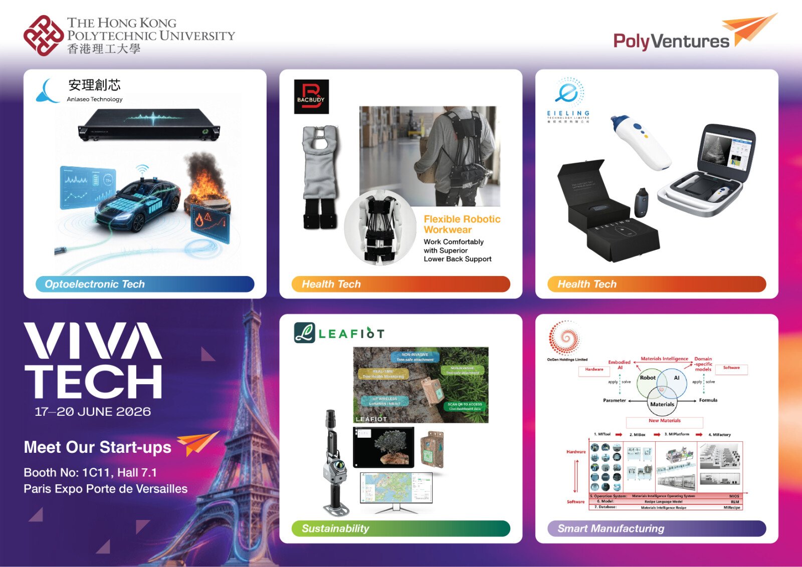 The Hong Kong Polytechnic University will revealcase five promising PolyU startups at Paris-based VivaTech 2026. Visitors are welcome to interact with these innovative ventures and join its insight-packed seminars.