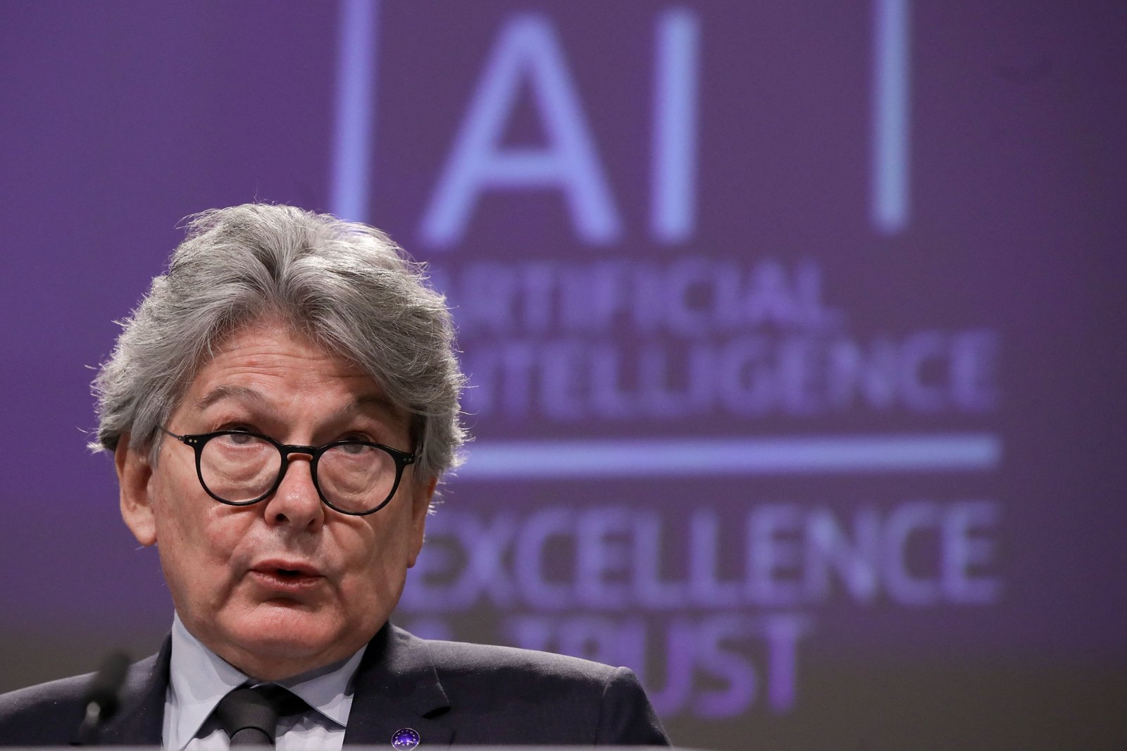 European Commissioner in charge of internal market Thierry Breton holds