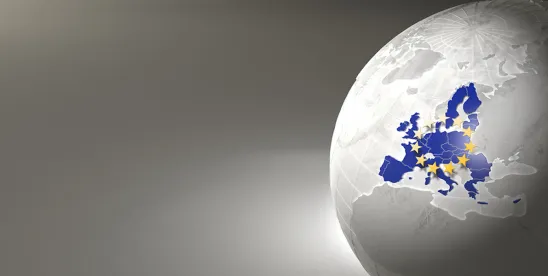 gray globe, europe highlighted blue with star halo; AI Omnibus Postpones Certain AI Act Compliance Deadlines