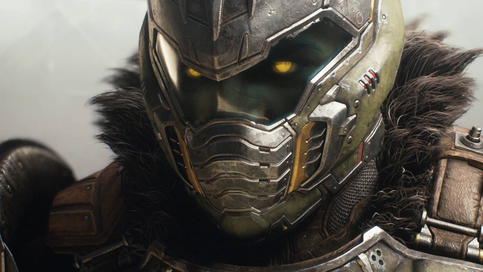 Doom The Dark Ages Doom Slayer with yellow eyes