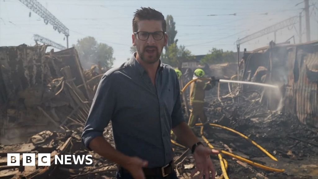 BBC visits smouldering Kyiv market after Russian strikes