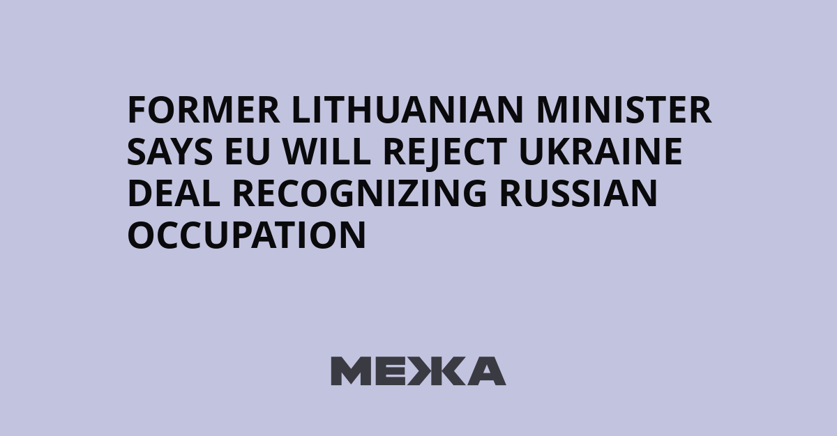 Former Lithuanian Minister Says EU Will Reject Ukraine Deal Recognizing Russian Occupation | Ukraine news